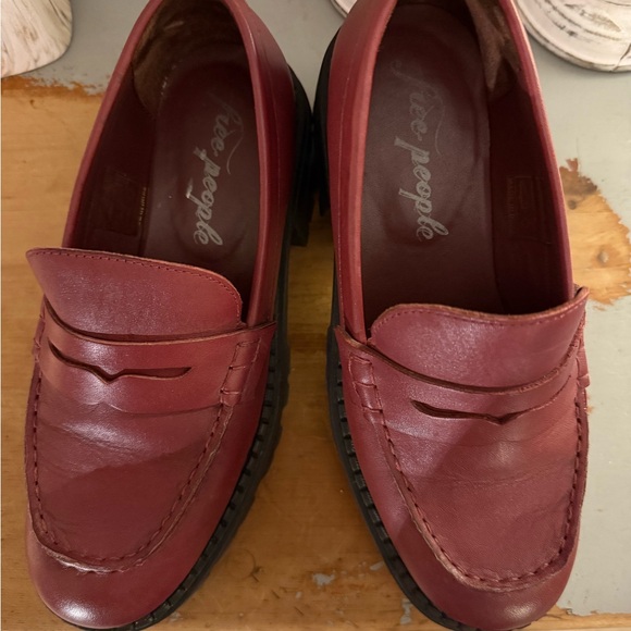 Free People Red Slip-On Loafers with Penny Keeper - Picture 1 of 5